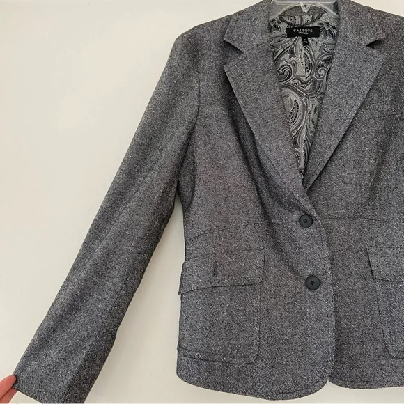 Talbots Blazer Womens 12 Gray Wool Blend Preppy Classic Careerwear Academia EUC - Picture 2 of 12